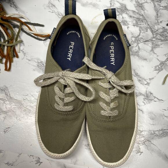Sperry memory foam olive green sneakers size 6.5 women - Picture 1 of 8